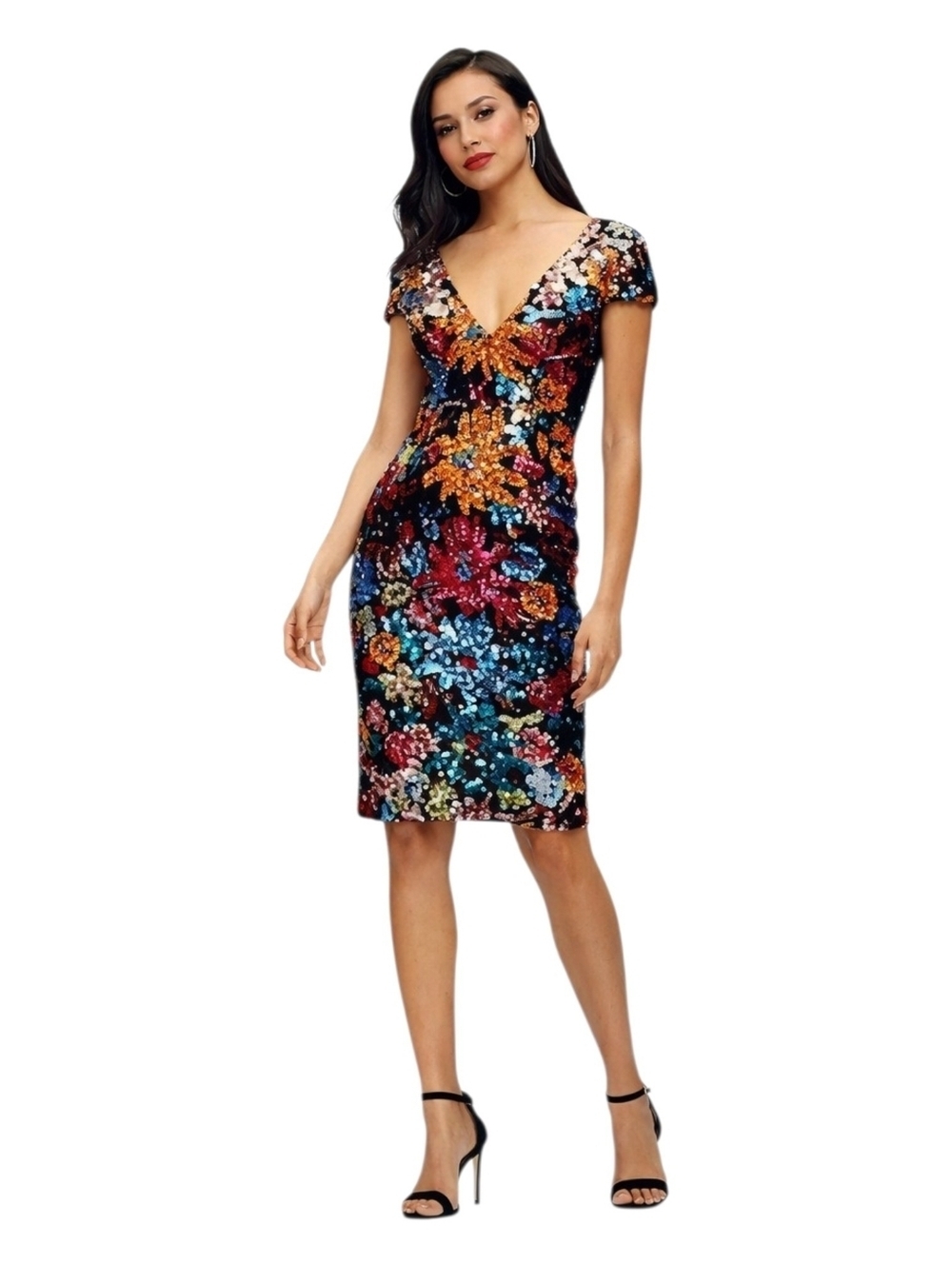 Dress The Population Allison Sequin Cocktail Midi Dress NWT XS Spring Wedding